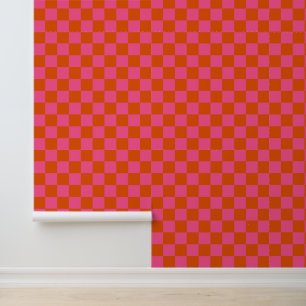 Papier Peint Tableau À damiers Motif en rose et orange