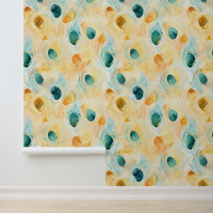 Papier Peint Tangerine Turquoise Abstrait Peacock