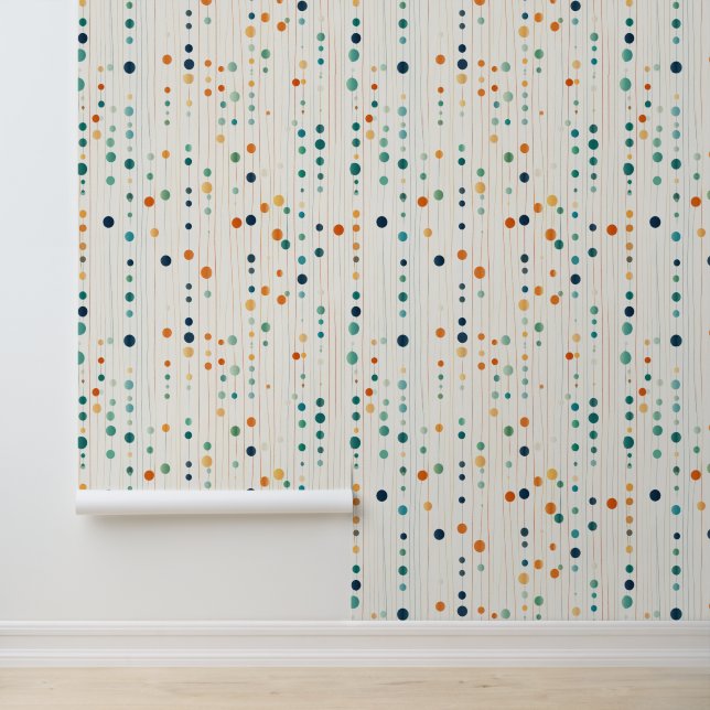 Papier Peint Tangerine Turquoise Abstraits points et lignes (Application)