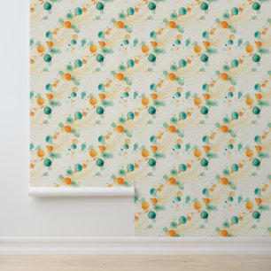 Papier Peint Tangerine Turquoise Abstraits points lunaires