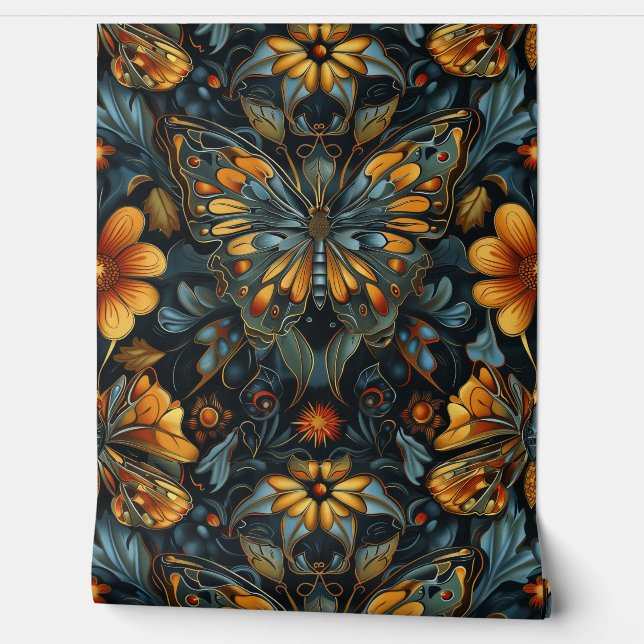 Papier Peint Tapisserie de vol psychédélique Botanique (Déroulement)