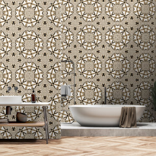 Papier Peint Taupe beige Brown Black White Bohemian Tribe Art