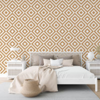 Taupe Tan Beige Brown Ikat Carrés Mosaïque Motif