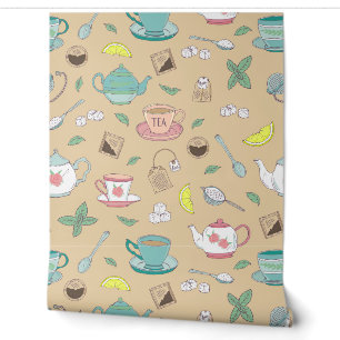 Papier Peint Tea Cups et Teapots Anglais Tea Shop Decor
