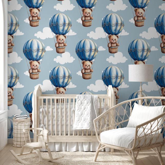 Papier Peint Teddy Bear Blue Balloon Baby Nursery Room (Enfants)
