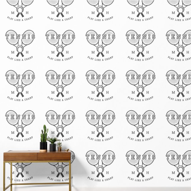 Papier Peint TENNIS monogramme personnalisé (Couloir)