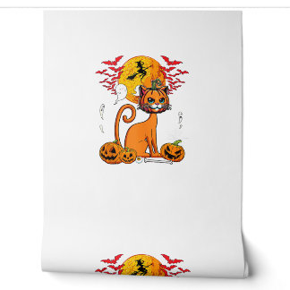 Papier Peint Tête d'Halloween de Citrouille Sculptée Chat Horre