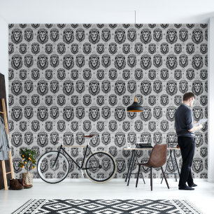 Papier Peint Têtes de lion noir et blanc