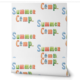 Papier Peint Texte du camp d'été coloré pour l'aventure en plei