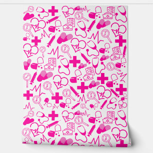 Papier Peint Thème Médicale rose Peel et Stick Décor Santé
