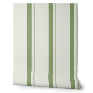 Papier Peint Ticking de matelas grand français vert sauge