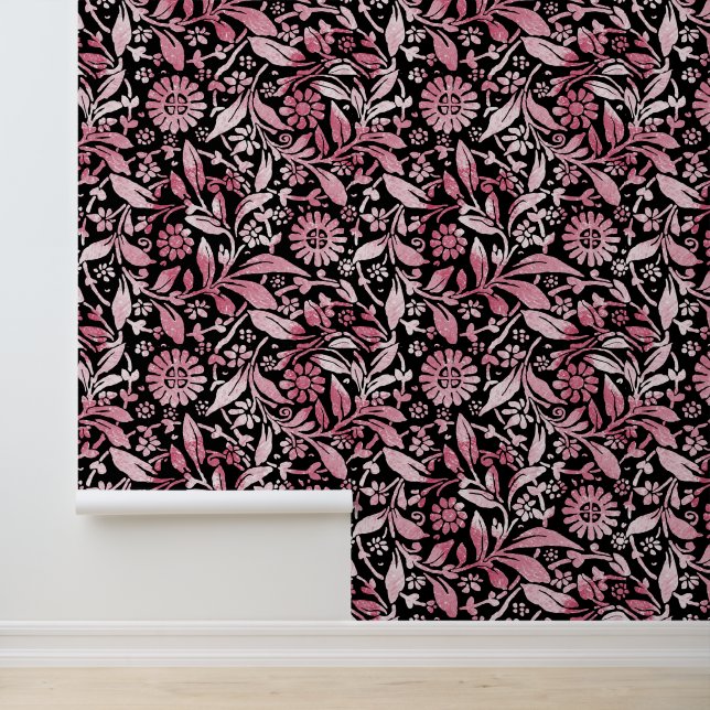 Papier Peint Tiedye Retro Hippie Fleur Motif rose Floral (Application)