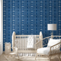 Tissu africain Mudcloth flèches bleu moderne tenda