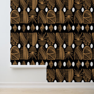 Papier Peint Tissu de moisissure tribale des Caraïbes : noir, b
