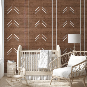 Papier Peint Tissu Mudcloth Ferme Brun Rustique