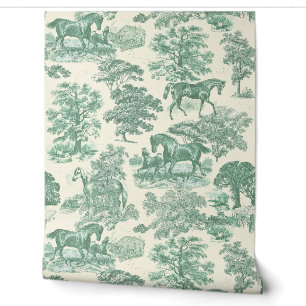 Papier Peint Toile de cheval vert sauge rustique élégant classe