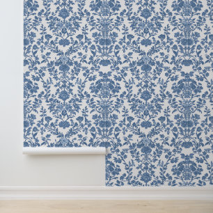 Papier Peint Toile de Jouy bleue vintage