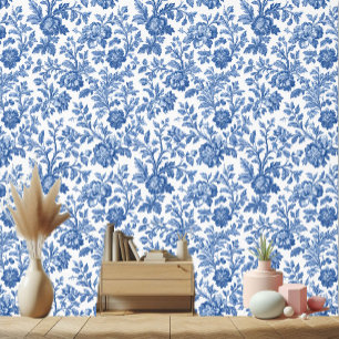 Papier Peint Toile de Jouy botanique vintage motifs floraux ble