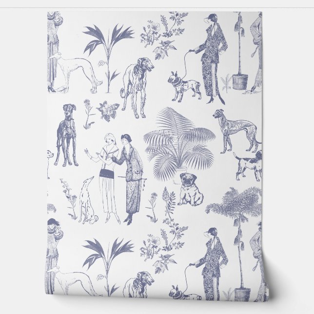 Papier Peint Toile De Jouy Ville Wallpaper Vintage (Déroulement)