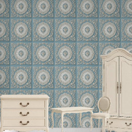 Papier Peint Toile De Jouy Vintage Européenne Bleu Campagne