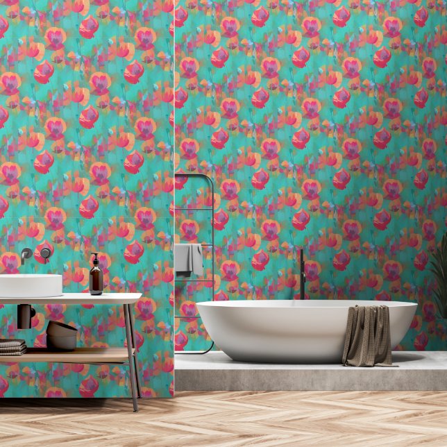 Papier Peint Tons de pavot (Salle de bain)