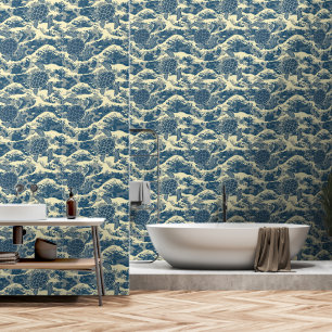 Papier Peint Tortue De Mer Et Motif De Vagues