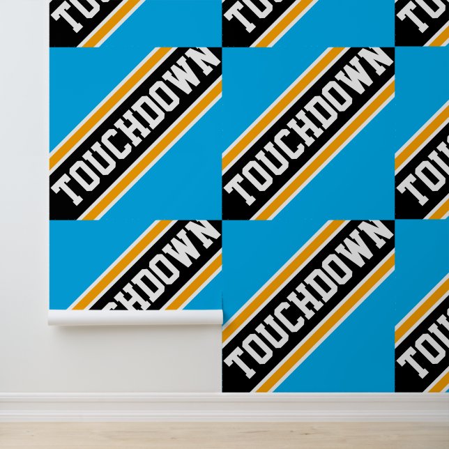 Papier Peint TOUCHDOWN Carrelé Azure Blue Black Racing Stripes (Application)