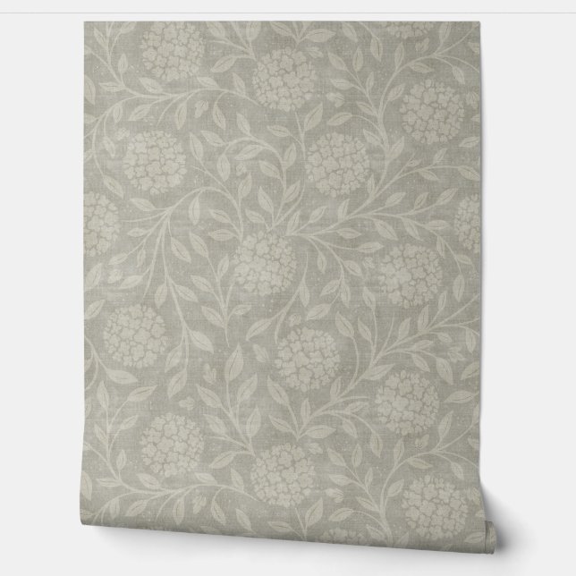 Papier peint traditionnel Muet gris Hydrangea (Déroulement)