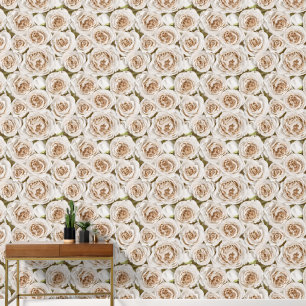 Papier peint transparent fleuri de luxe ivoire crè