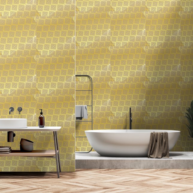 Papier Peint Treillis brillant à huile d'or (Salle de bain)