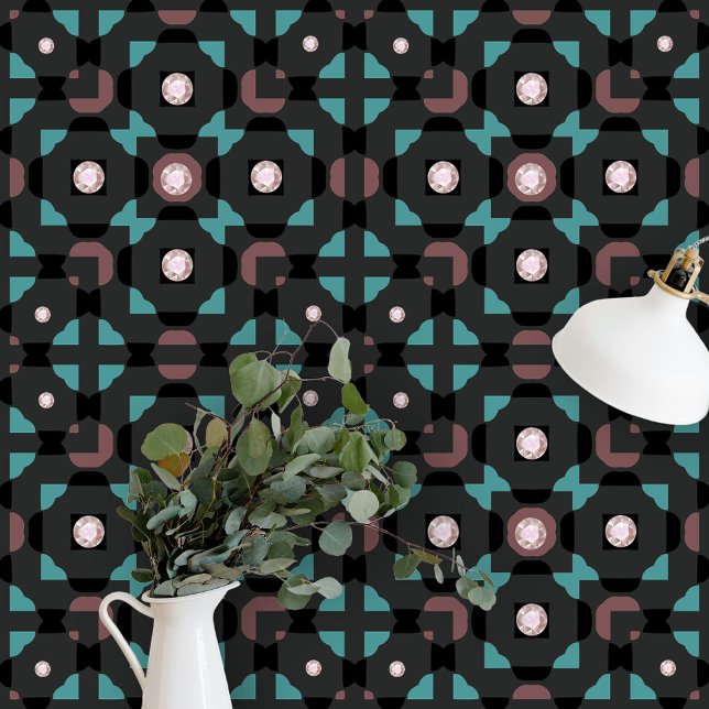 Papier Peint treillis géométrique marocain classique avec pierr (Créateur téléchargé)