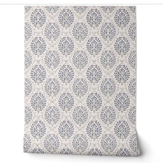 Papier Peint Trellis Botanique Bleu et Vert Sauge Héritage