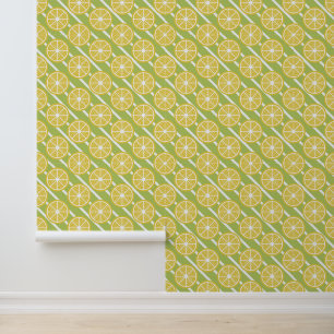 Papier Peint Trendy moderne jaune citron Fruit Slice Green