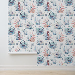 Papier Peint Trésors de mer aquarelles motif