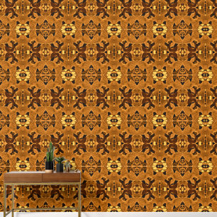Papier Peint Tribal Native Ethnic Western Brown Noir Jaune