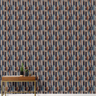 Papier Peint Tribu Géométrique (Terre Cuite + Bleu) Luxe
