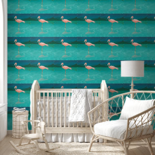 PAPIER PEINT TROPICAL FLAMANT ROSE
