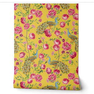 Papier Peint Tropical Vintage Peacock Garden Rococo Chinoiserie