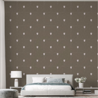 Papier Peint Tulipe blanche Abstraite et Coeurs sur Terre Brown