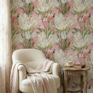 Papier Peint Tulipes Élégantes Modernes avec Motif Doré
