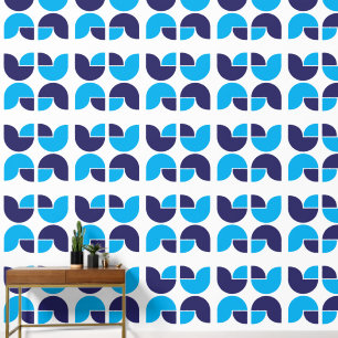 Papier Peint Tulipes géométriques Motif en bleu et marine
