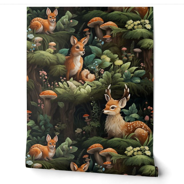 Papier Peint Twilight Forest Friends Botanical (Déroulement)