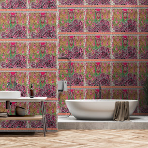 Papier Peint un design d'un motif paisley rose et marron