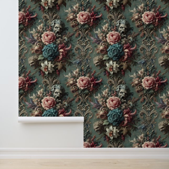 Papier Peint Un Dirge Dérangé - Design Floral Gothique (Application)