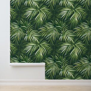 Papier Peint Un palmier vert profond laisse une flore exotique