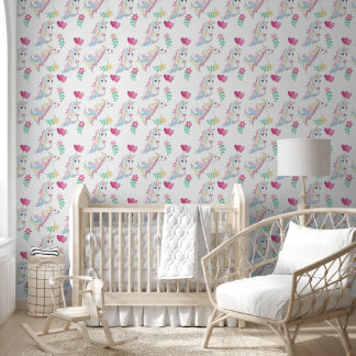 Papier Peint Unicorn: Innocence and Flowers 