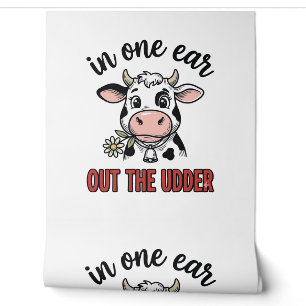Papier Peint Vache drôle avec une oreille en moins Design de T-
