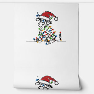 Papier Peint Vache Père Noël - Lumières de Noël