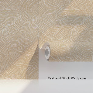 Papier Peint Vagues Abstraites minimalistes beige et blanc