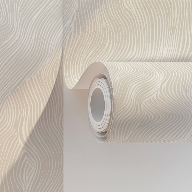Papier Peint Vagues Abstraites minimalistes beige et blanc (Créateur téléchargé)